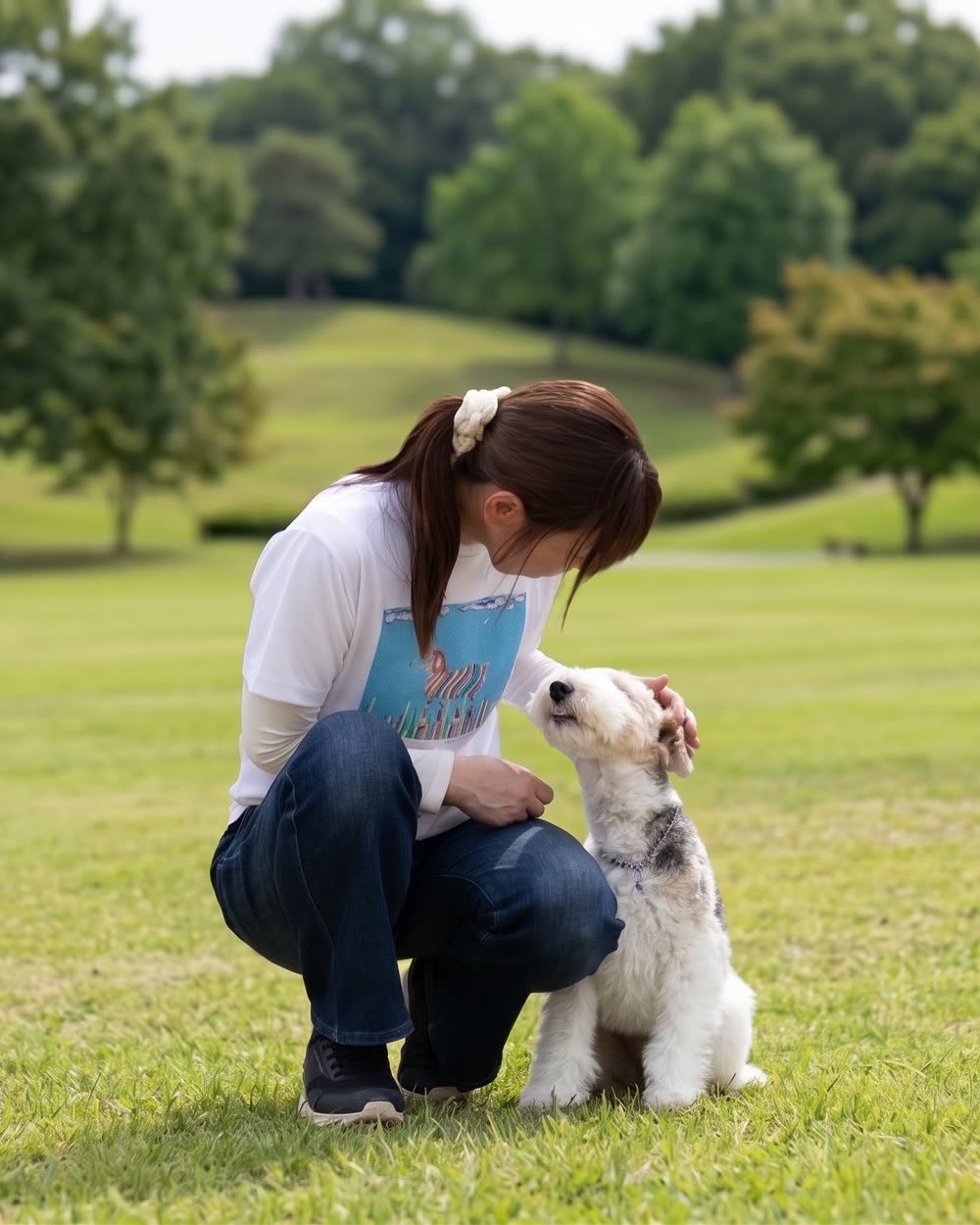 トレーナーと犬のトレーニング風景